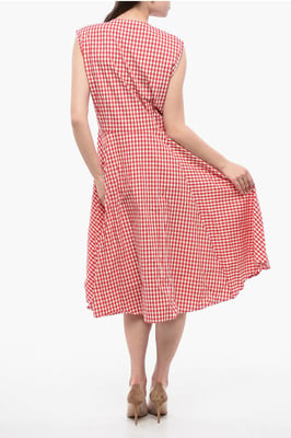 ARCHIEF Gingham katoenen midi-overhemdjurk in rood