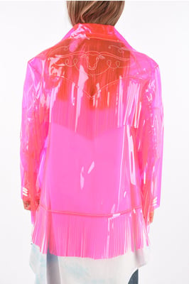 PVC westernjas met franjes in roze