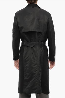 Dubbele stof Slim Fit HYBRID Trench met riem in zwart