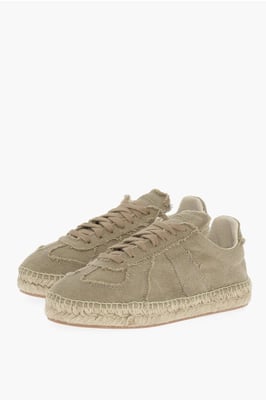 MM22 Katoenen lage sneakers met jutezool in groen