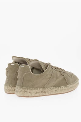 MM22 Katoenen lage sneakers met jutezool in groen