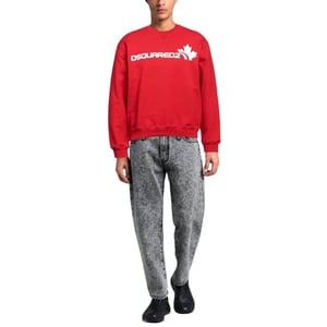 Dsquared2 Bold Maple Leaf Logo Rode Sweatshirt