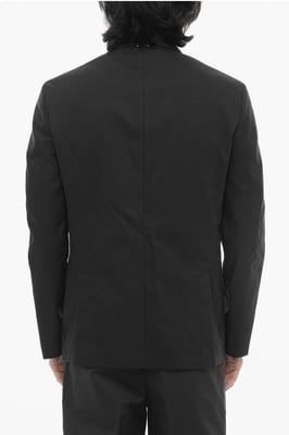 Ongevoerde, slim fit blazer met opgestikte zakken in zwart