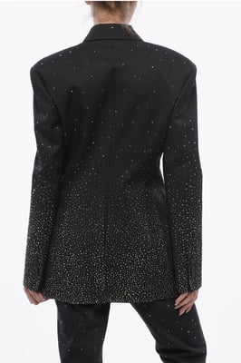 3-knoops BLING-blazer met Degradè-strass-steentjes in zwart