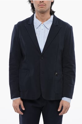 Ongevoerde enkelrijs WOE-blazer in blauw