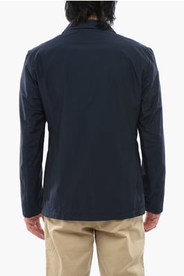 Enkelrijsblazer met opgestikte zakken in blauw