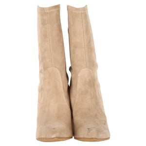 Stuart Weitzman Blokhak Enkellaarsjes in Beige Suède