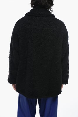 POLAR FLEECE-jack met logo en gespdetails in zwart