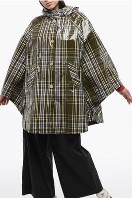Geruite nylon HAWTHORN-cape met capuchon in militairgroen