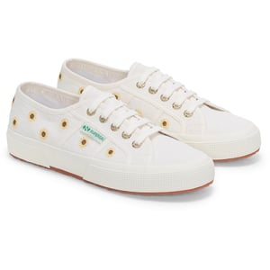 Superga Embroidery Linen Sunflower Linnen Dames Sneakers In Het Wit