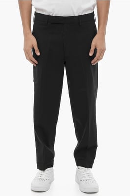 Effen kleur slim fit chino broek met verstelbare enkel in zwart
