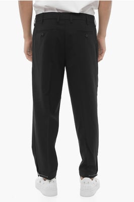 Effen kleur slim fit chino broek met verstelbare enkel in zwart