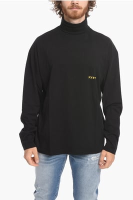 Turtleneck SOLAR POWER katoenen T-shirt in zwart