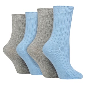 4-Pack Dames Kasjmier Botte Sokken | Ademend Gezellige Geribbelde Wol Bed Sokken