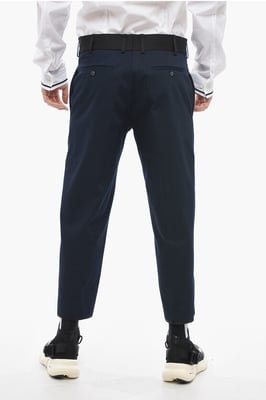 Slim Fit TOM-broek met contrasterende randen en enkelknopen in blauw