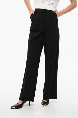 Rechte DRUMMOND-broek met plooien in zwart