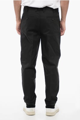 Broek van katoenmix met METAL HEM en normale taille in zwart