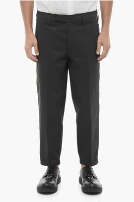 Broek met normale taille en slim fit en riemlussen in zwart