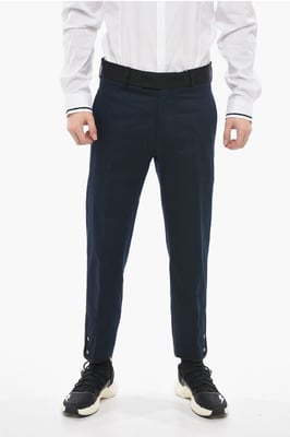 Slim Fit TOM-broek met contrasterende randen en enkelknopen in blauw