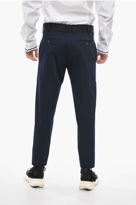 Slim Fit TOM-broek met contrasterende randen en enkelknopen in blauw