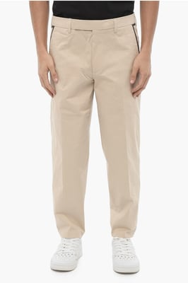 Regular Fit Slim Fit Broek met Riemlussen in Beige