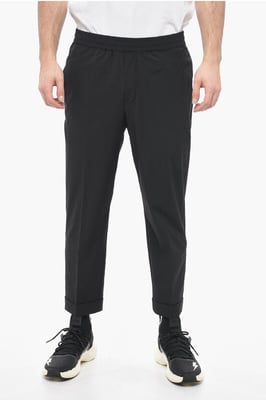 Nylon REM-broek met elastische tailleband in zwart