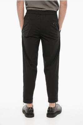 Slim Fit Broek met Enkelrits in Zwart