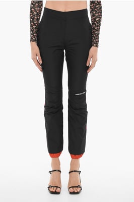 Nylon broek met enkelrits in zwart