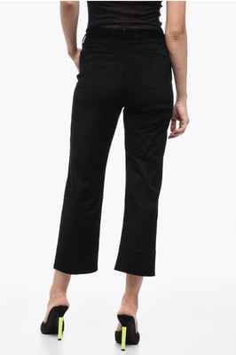 Corduroy cropped broek in zwart