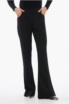 Flared-fit broek met strass-steentjes aan de zijkant in zwart