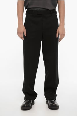 Losse neopreen broek met riemlussen in zwart