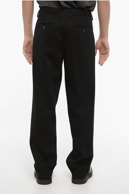 Losse neopreen broek met riemlussen in zwart