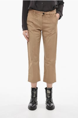 Corduroy broek met wijde pijpen in beige