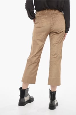 Corduroy broek met wijde pijpen in beige