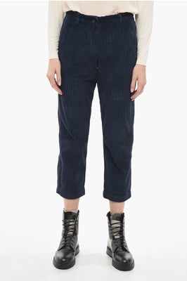 Corduroy broek met brede pasvorm in blauw