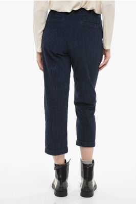 Corduroy broek met brede pasvorm in blauw