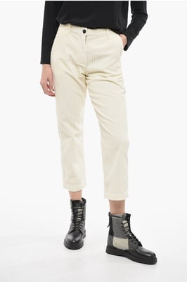 Corduroy broek met wijde pijpen in het wit