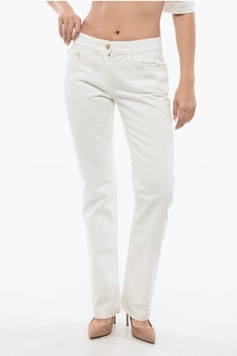 Straight Fit Jeans met geborduurd logo in wit