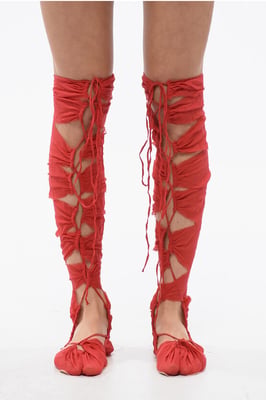 TABI Thing-Highs veterschoenen van zijdemix in rood