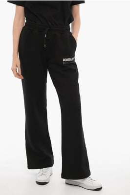 Effen joggingbroek met bedrukt logo in het zwart