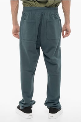 Fleece katoenen WORKSHOP-joggingbroek met trekkoord in de taille in blauw