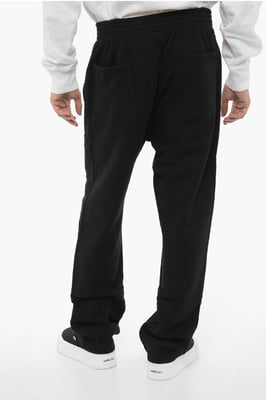 Fleece katoenen WORKSHOP joggingbroek met trekkoord in de taille in zwart