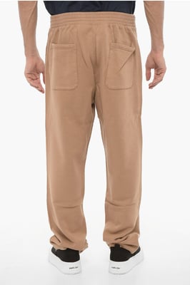 Fleece katoenen WORKSHOP-joggingbroek met trekkoord in bruin