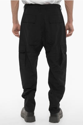 Nylon cargobroek met geborduurd logo in zwart