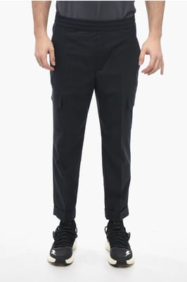 Lage taille REM cargobroek van een mix van scheerwol in blauw