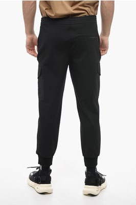 Skinny cargobroek met lage taille en trekkoord in de taille in zwart