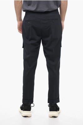 Lage taille REM cargobroek van een mix van scheerwol in blauw