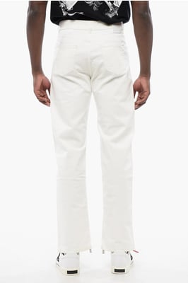 Stretch denim jeans met enkelrits 20 cm in wit