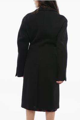 Jas van wolmix met getailleerde taille in zwart