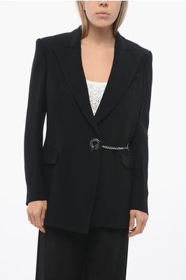 TORIKO Blazer met Peak Revers en Logo-ketting in Zwart